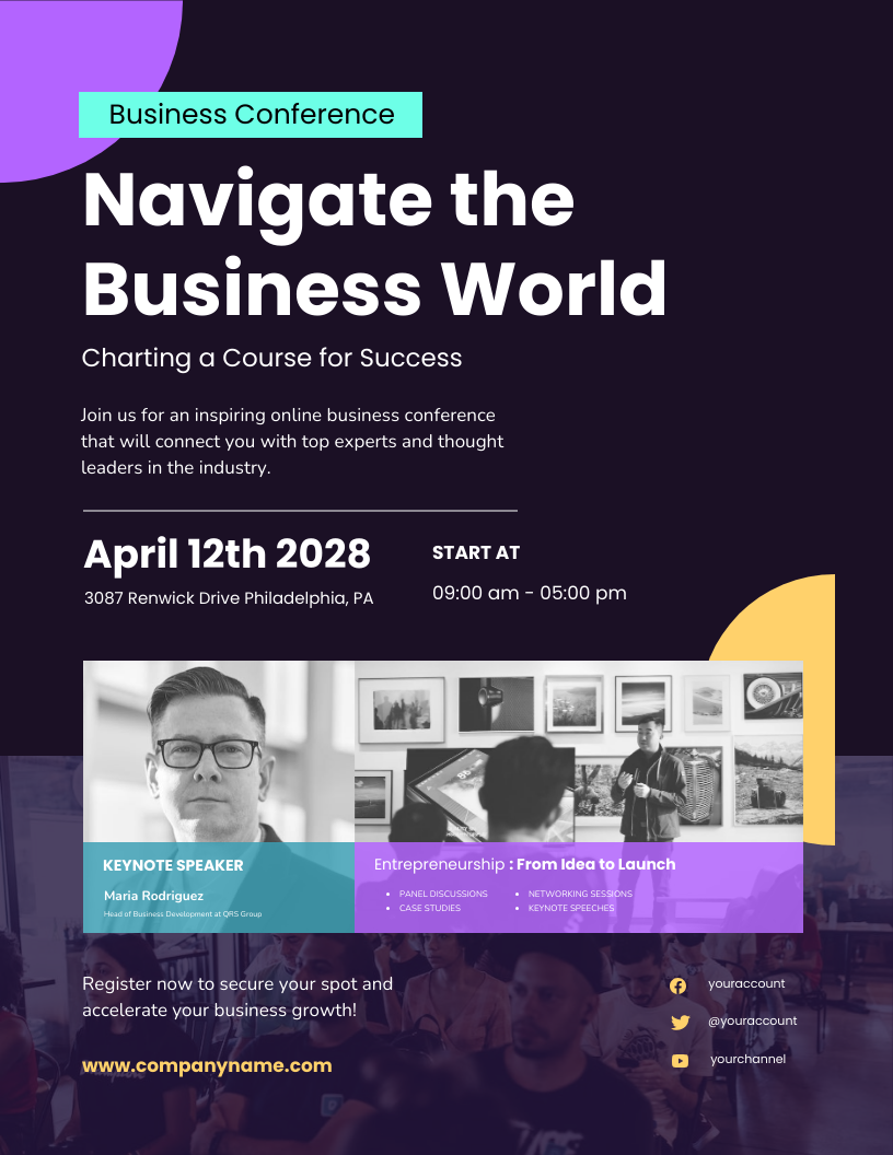 Dark Purple Business Conference Course Poster