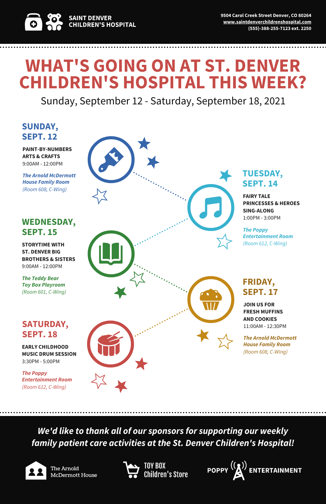 Hospital Sponsored Activities Timeline Infographic Template