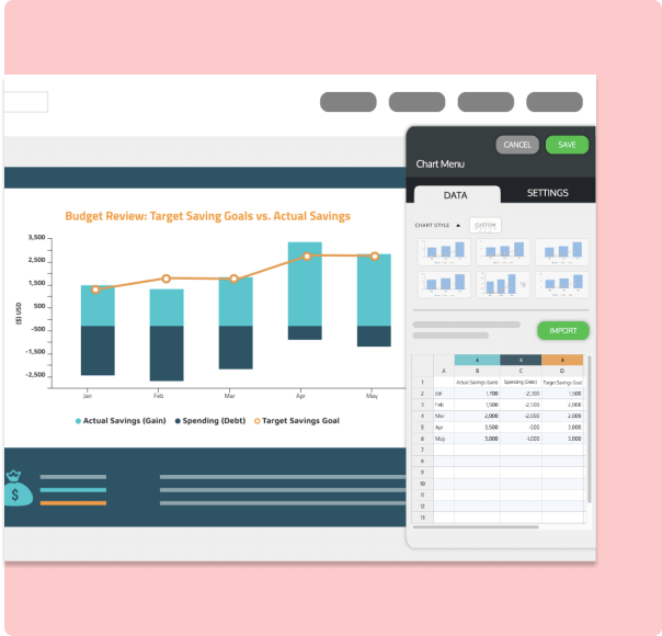 Easily add data to your bar graphs with data import