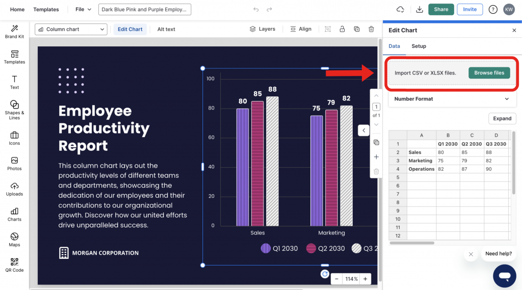 Upload Chart Data in CSV file 