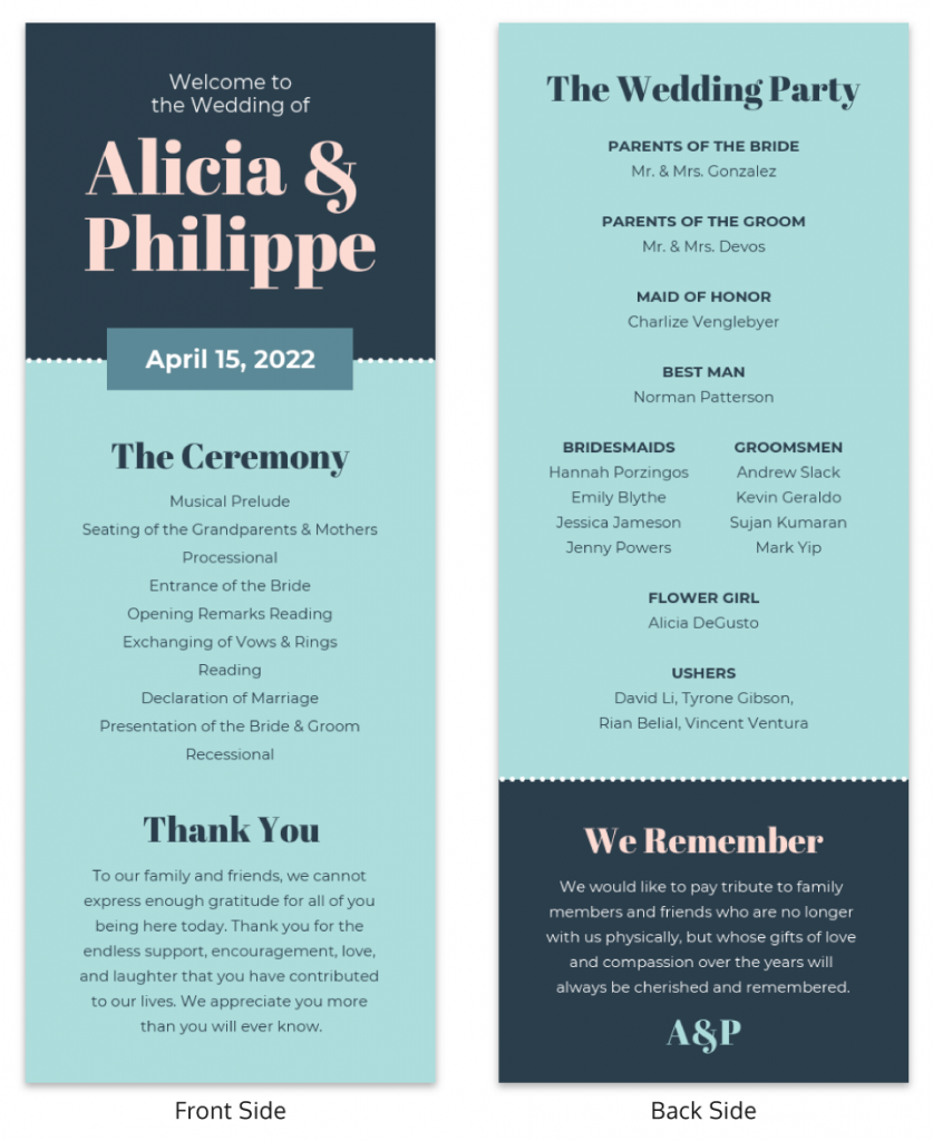 Modern Wedding Program Template