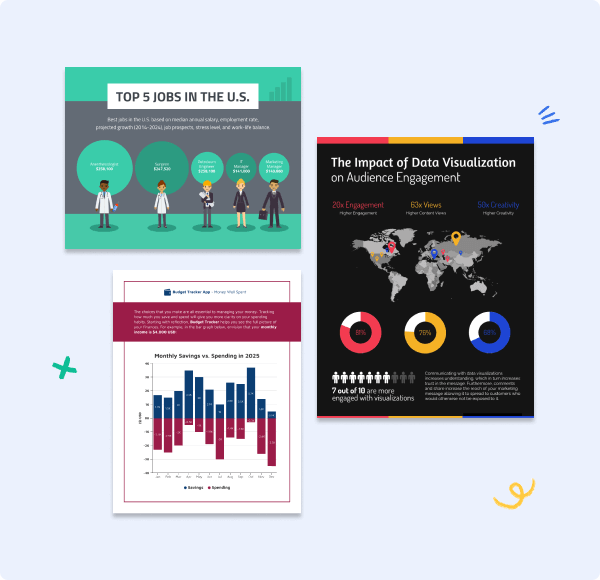 Design beautiful charts for reports, presentations, and blog posts with customizable templates