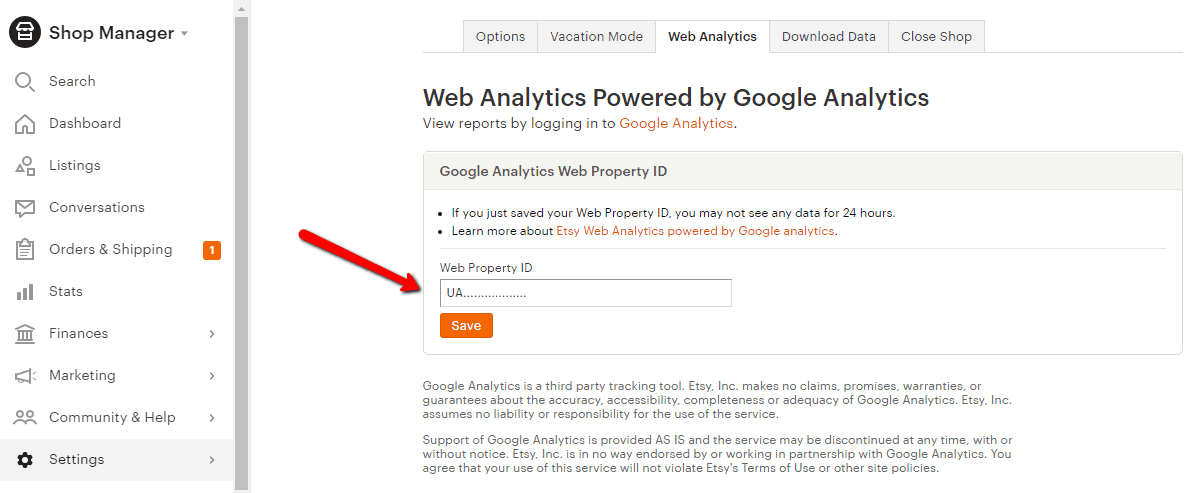 Set up Google Analytics for your Etsy, eBay, and UseGearBubble shops so you can track important metrics for your ecommerce business. 